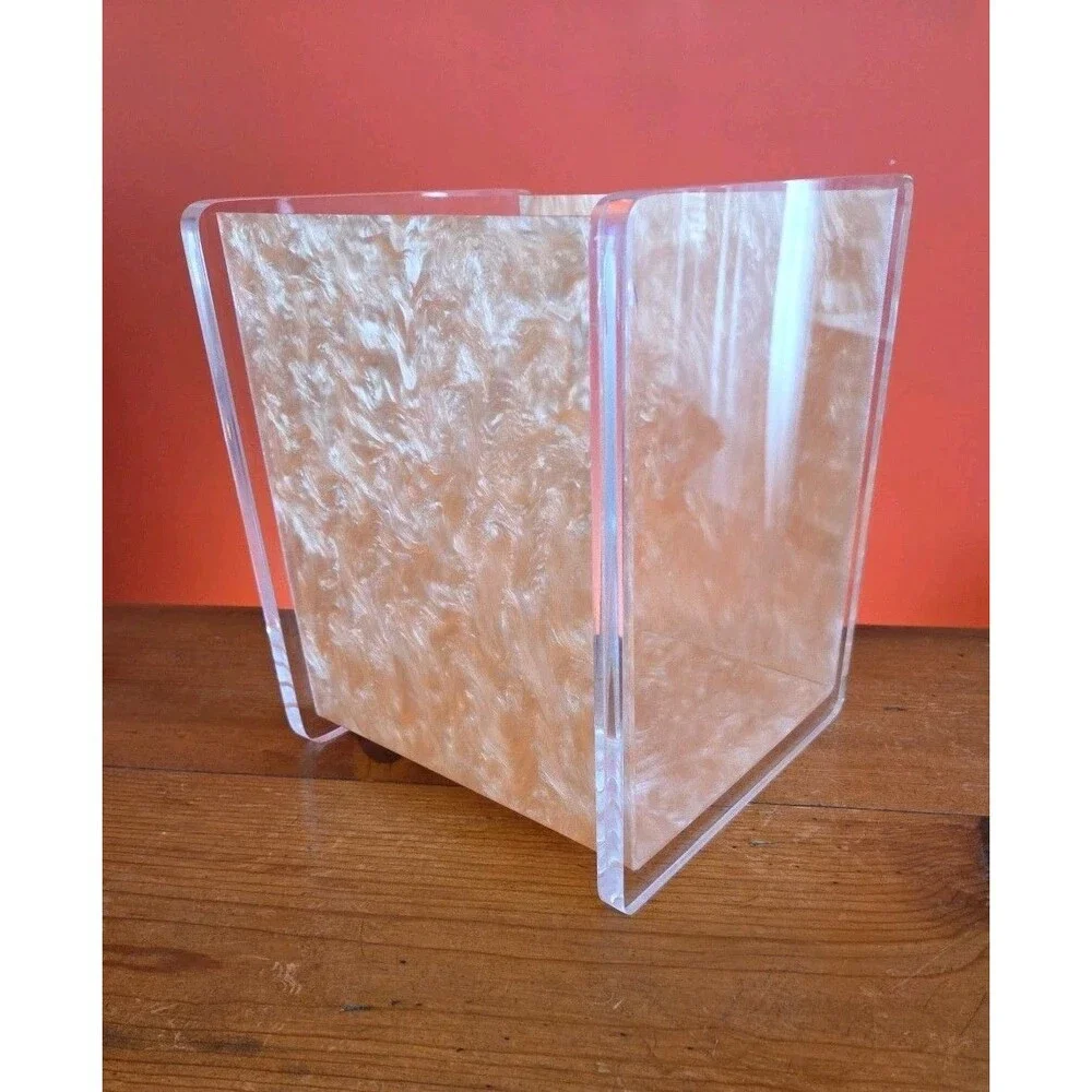 Vtg L & R Enterprises Lucite Light Trash Waste Container Made In CA USA